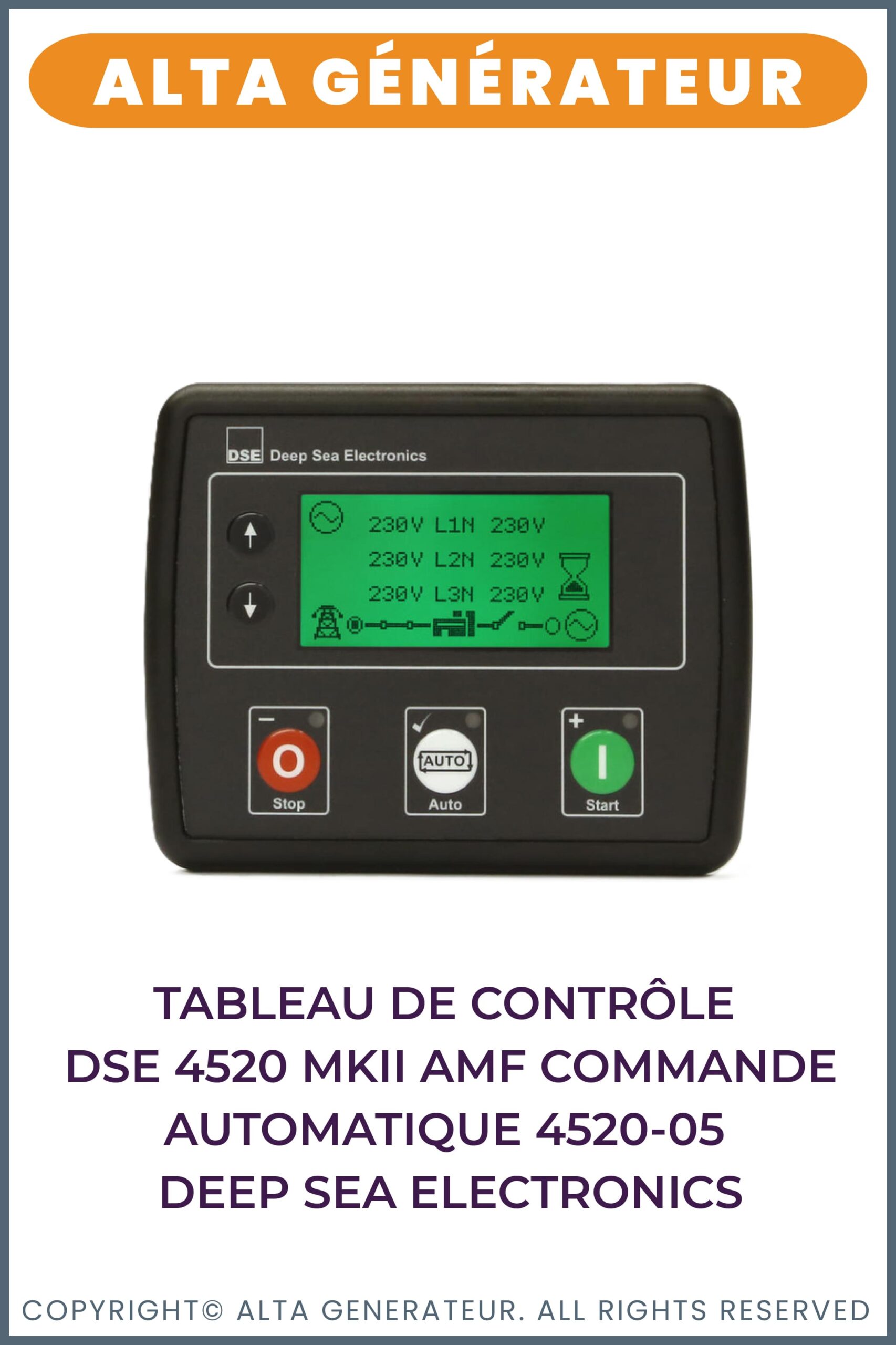PANNEAU DE COMMANDE protection moteur et générateur pour remplacement