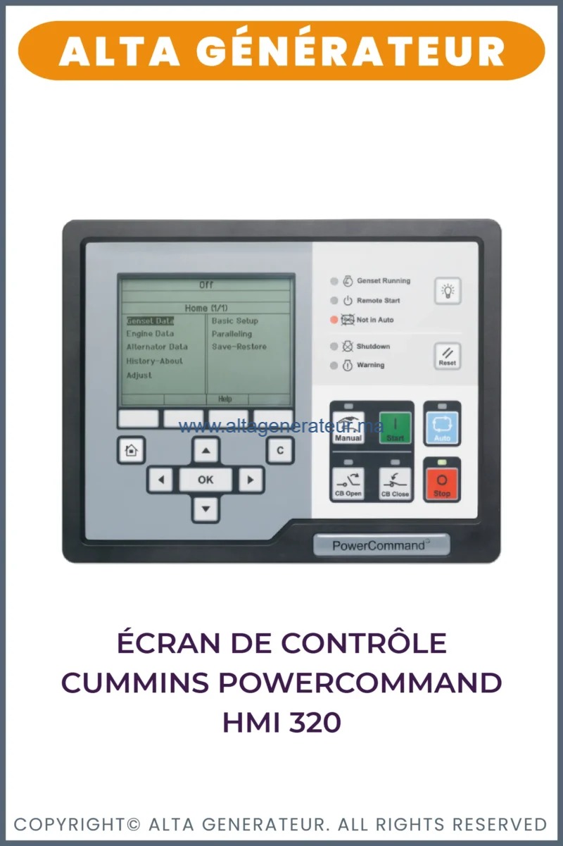 Écran de contrôle Cummins PowerCommand HMI 320 - Location Groupe ...